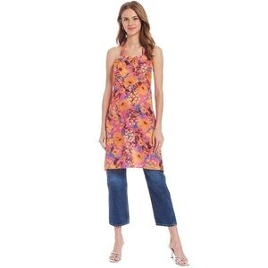 AMANDA UPRICHARD Pink/Orange Floral Heart Ruffle Apron NWOT